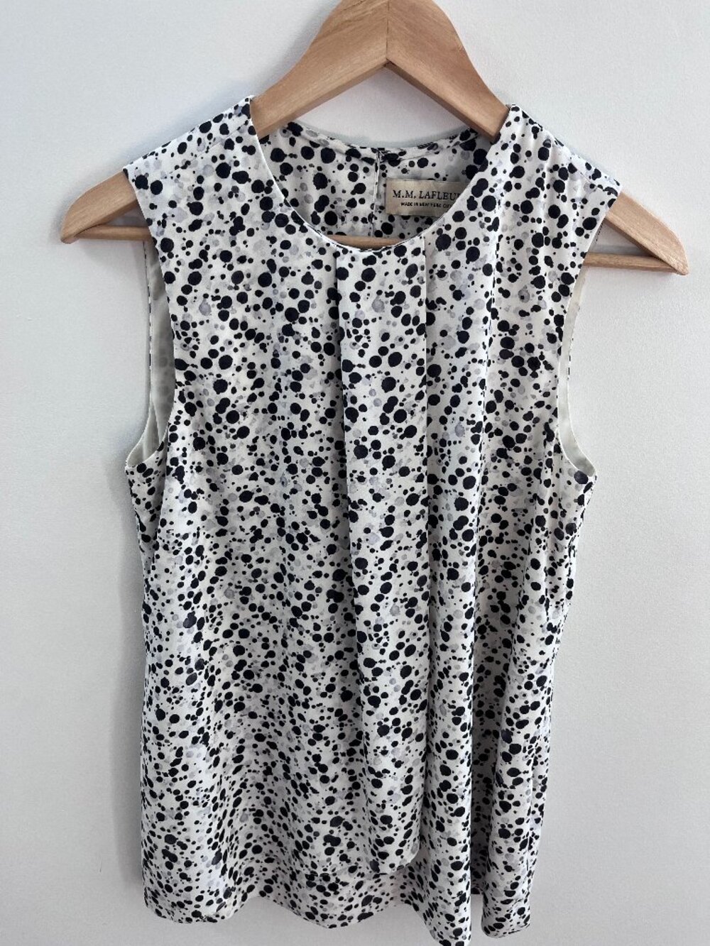 M.M. LaFleur Didion Drape Top Abstract Dot Print Sleeveless Blouse Size S